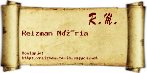 Reizman Mária névjegykártya